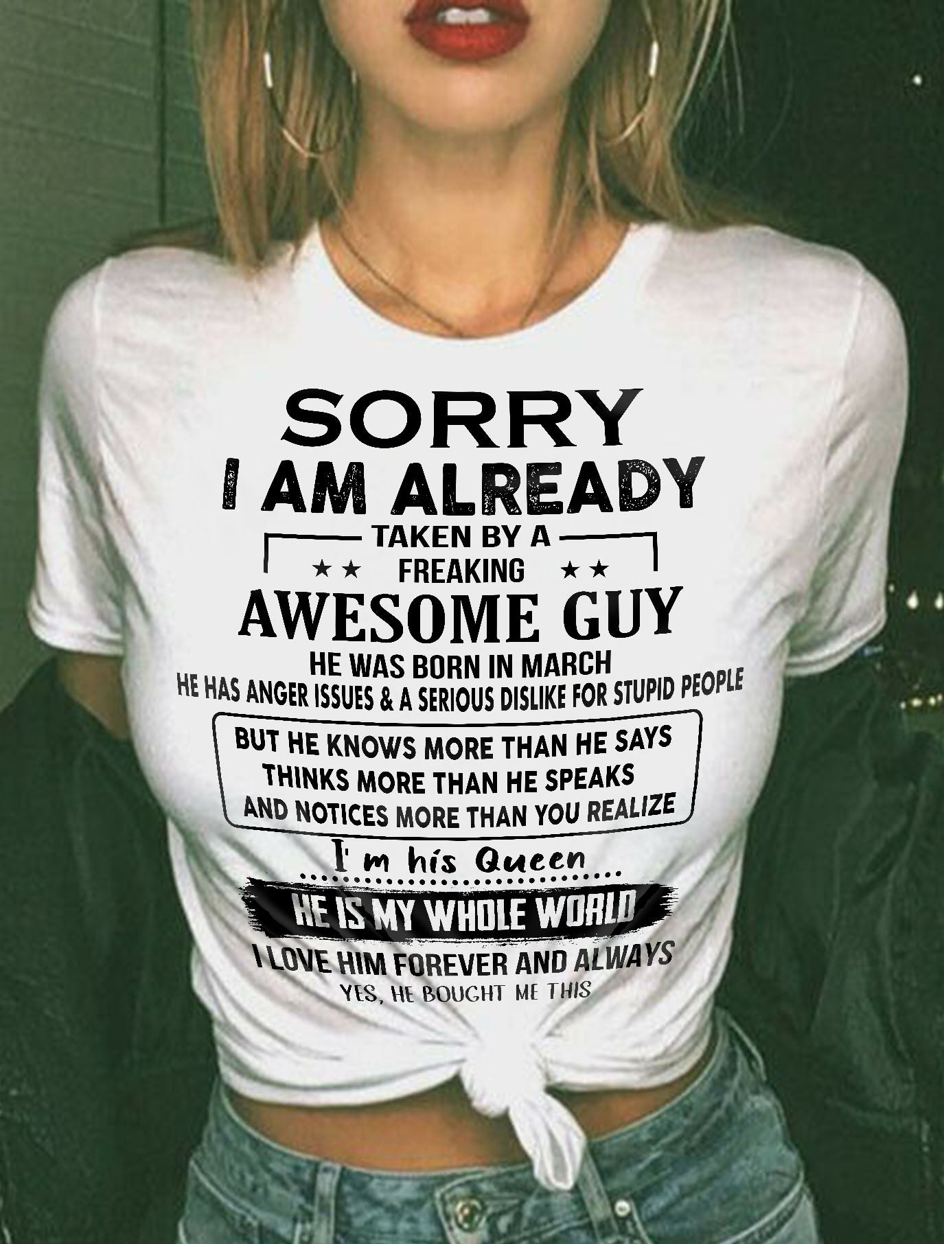 March - Awesome Boyfriend Born In March- Special gift for your Girlfriend - From Husband NGHL03 (SKUT08-11-03)