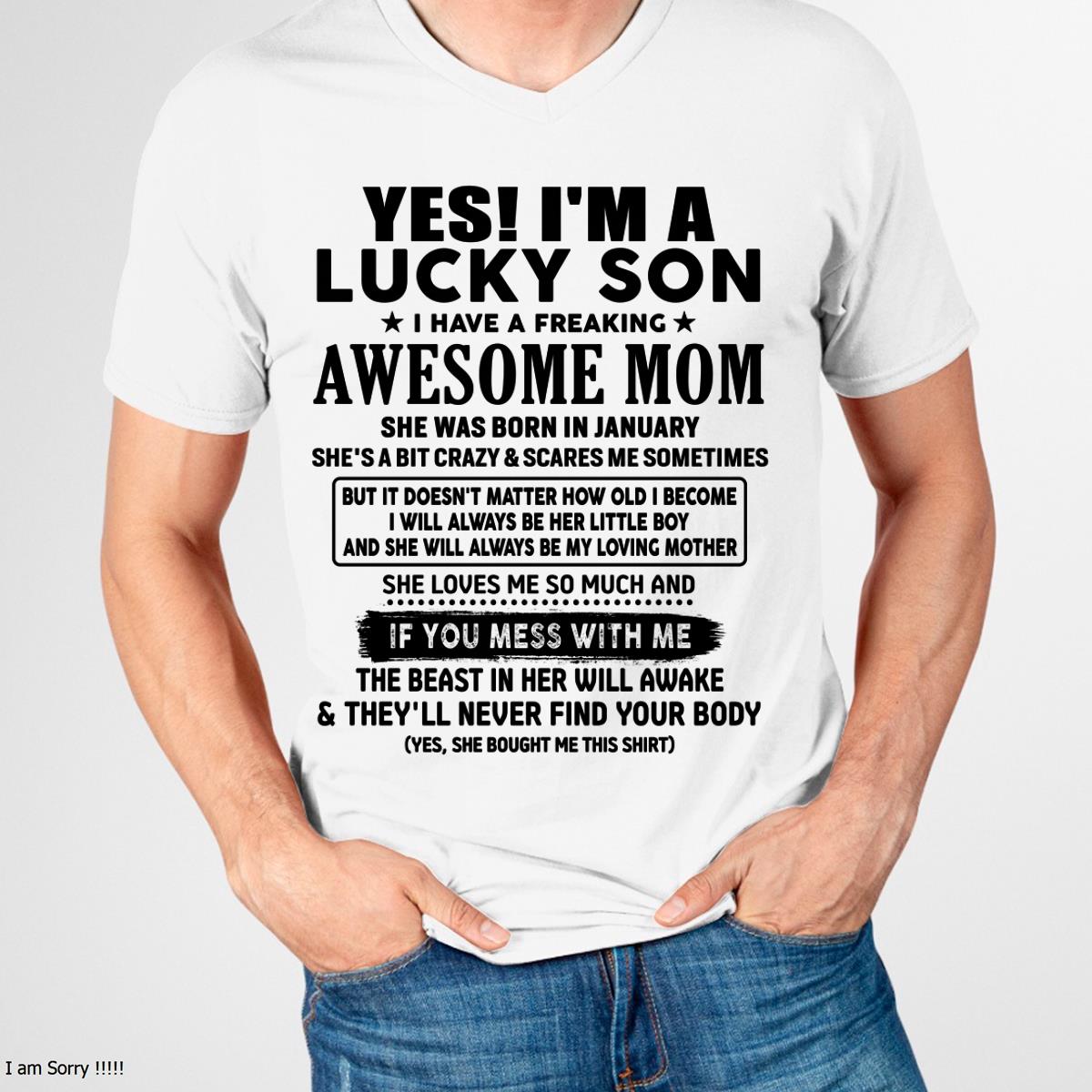 January - I am Lucky Son - Gift For Son From Mom - NGHL01 - (SKU-T1206LMS-01)