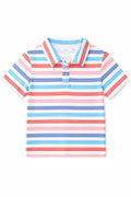 Boys Red, White & Stripe S/S Polo