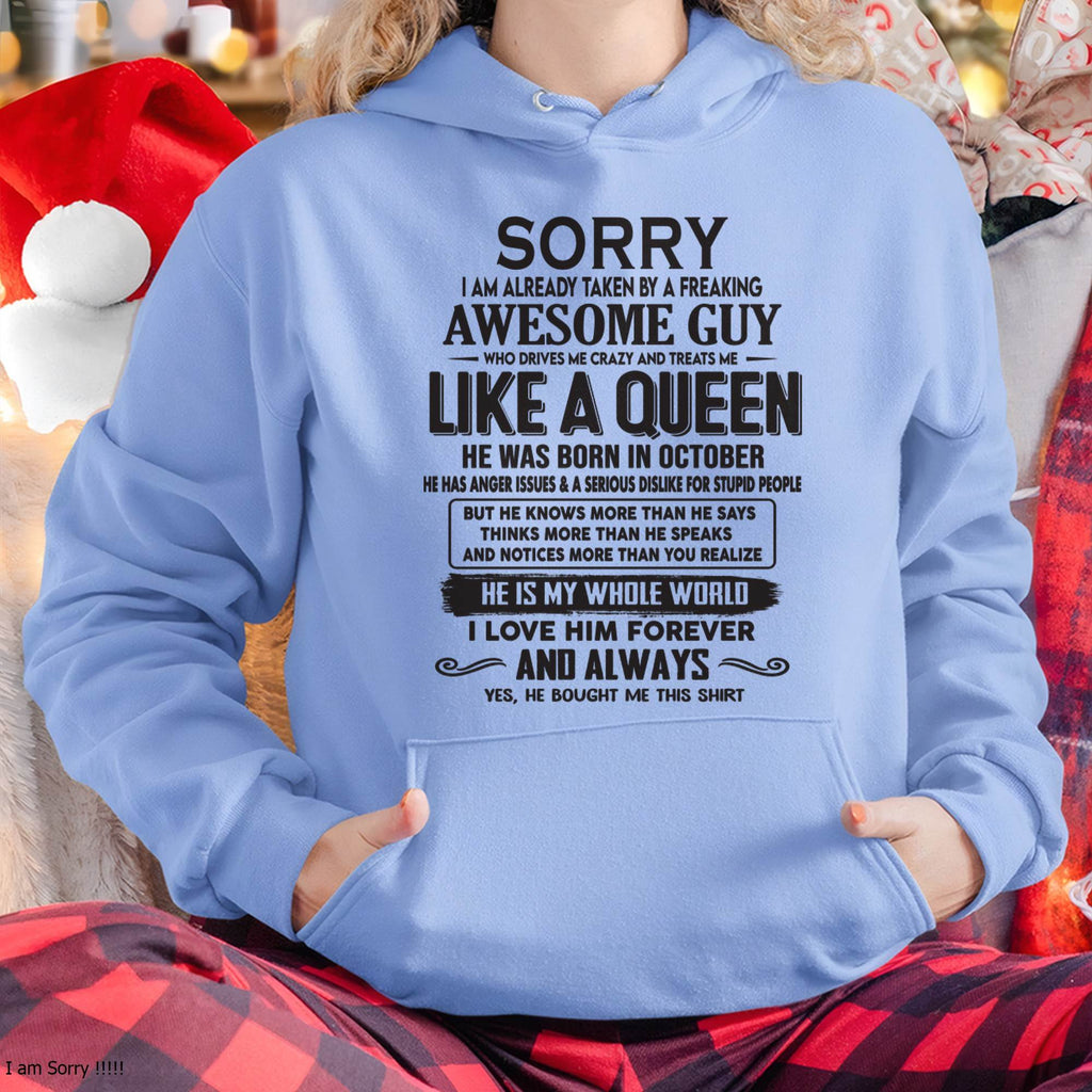 October - Sorry I am already taken by a freaking awesome guy - Gift for Wife From Husband - NGHL10 (SKU08-25-10)