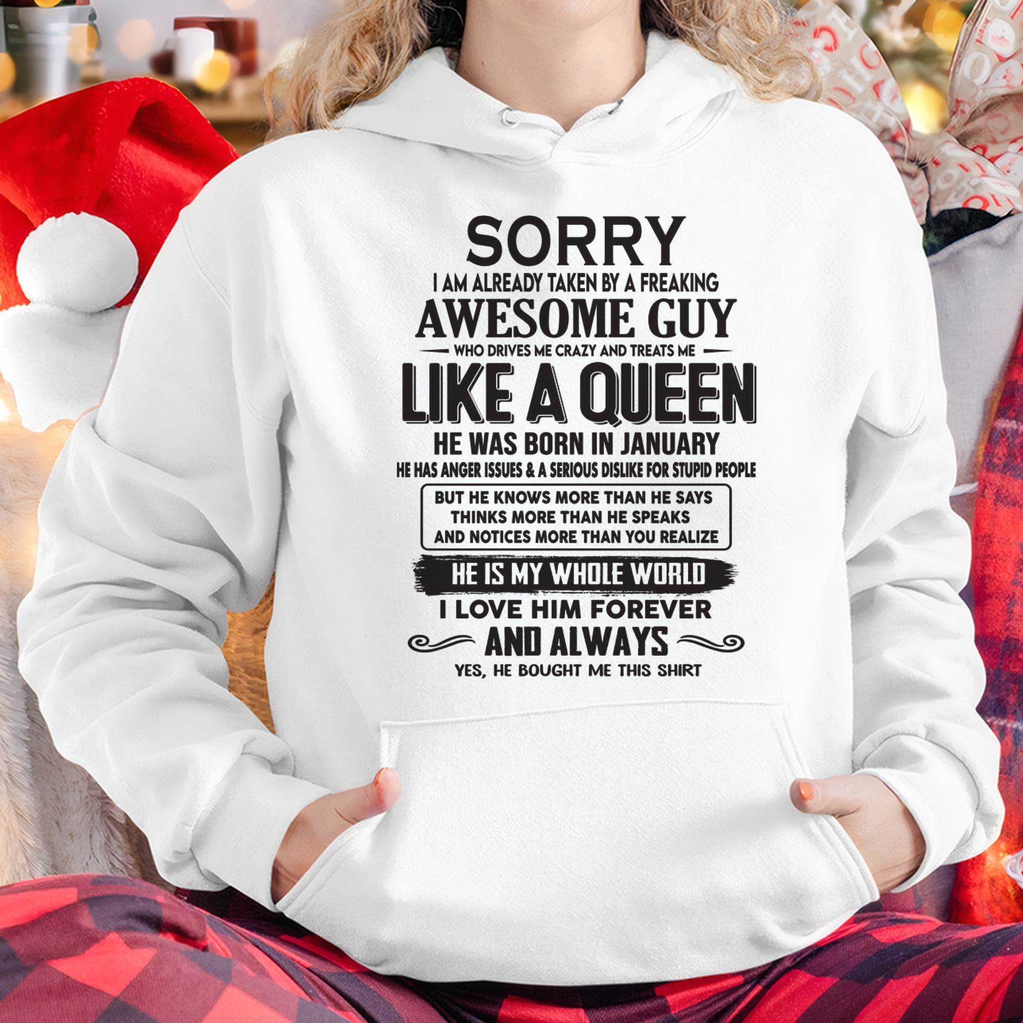 January - Sorry I am already taken by a freaking awesome guy - Gift for Wife From Husband - NGHL01 (SKU08-25-01)