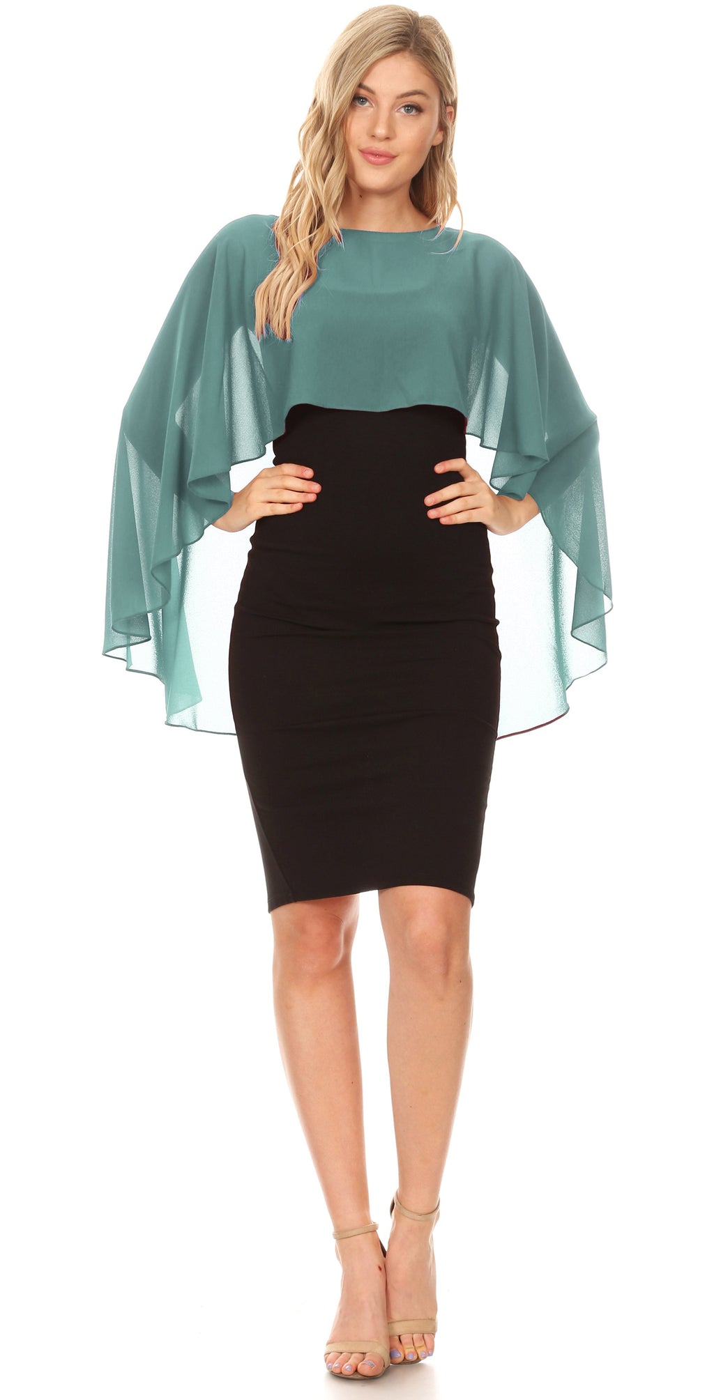 Sakkas Anya Women's Soft Chiffon Wedding Bridesmaid Bridal Cape Wrap Bolero Shrug