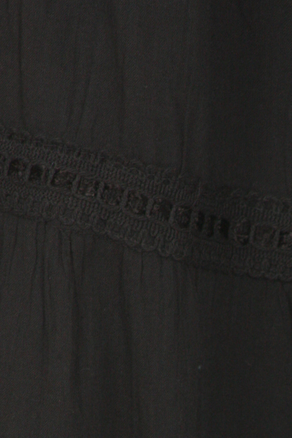 Sakkas Solid Embroidered Crochet Lace Trim Gypsy Bohemian Mid Length Cotton Skirt