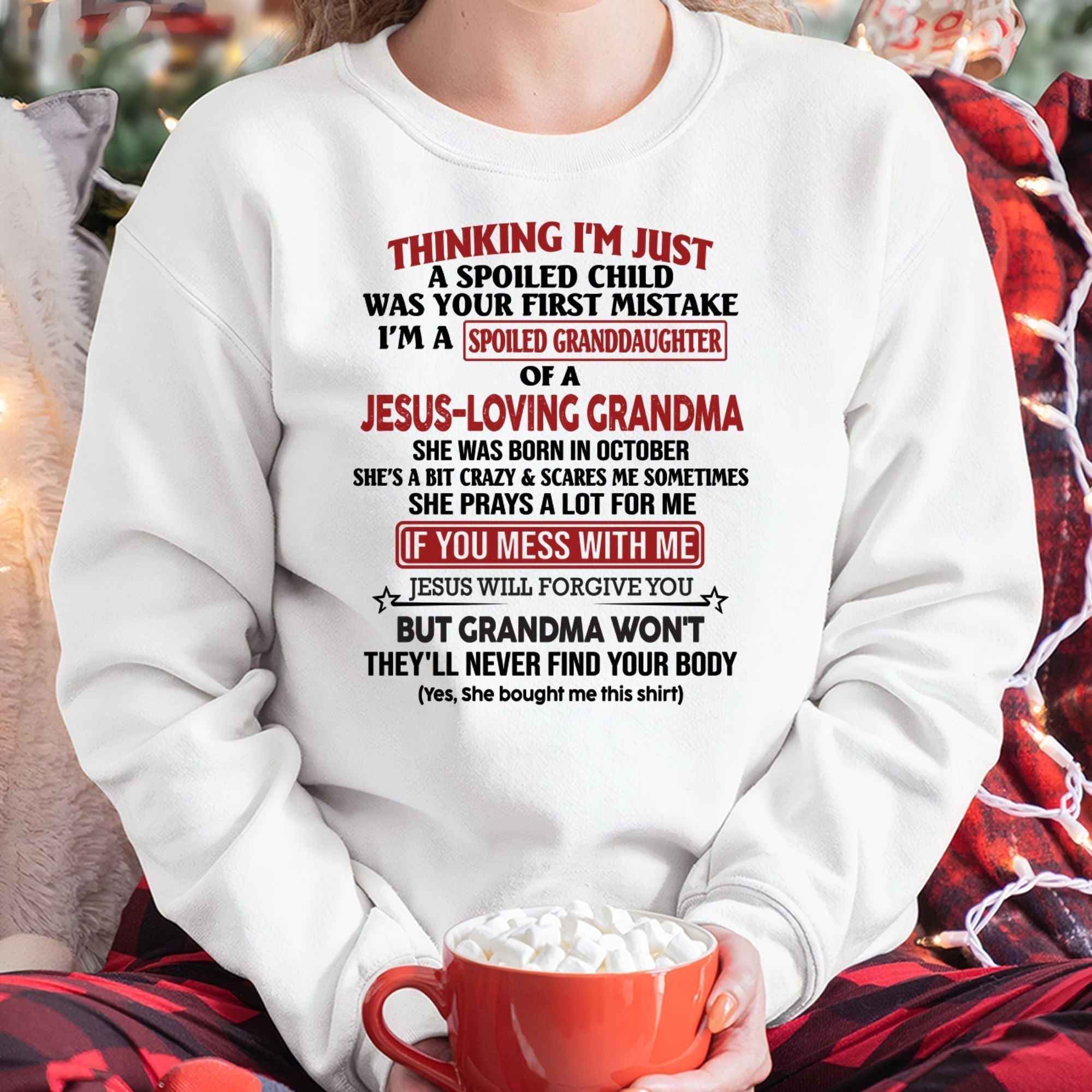 Christian Girl Shirt – Spoiled by Grandma October Edition – From Grandma to Granddaughter NGHL10 (SKU07-181-10)