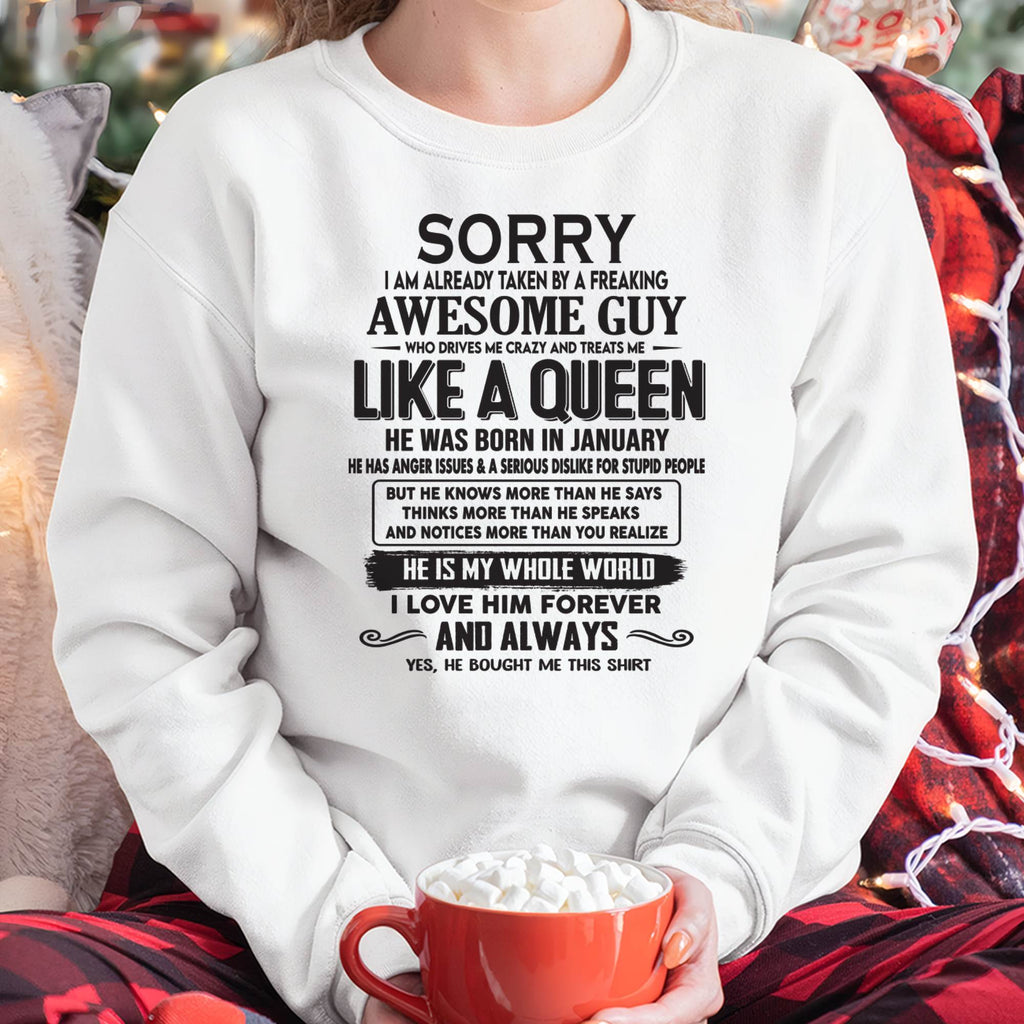 January - Sorry I am already taken by a freaking awesome guy - Gift for Wife From Husband - NGHL01 (SKU08-25-01)