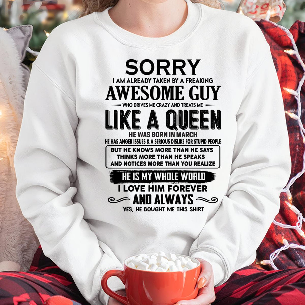March - Sorry I am already taken by a freaking awesome guy - Gift for Wife From Husband - NGHL03 (SKU-SRG-03)