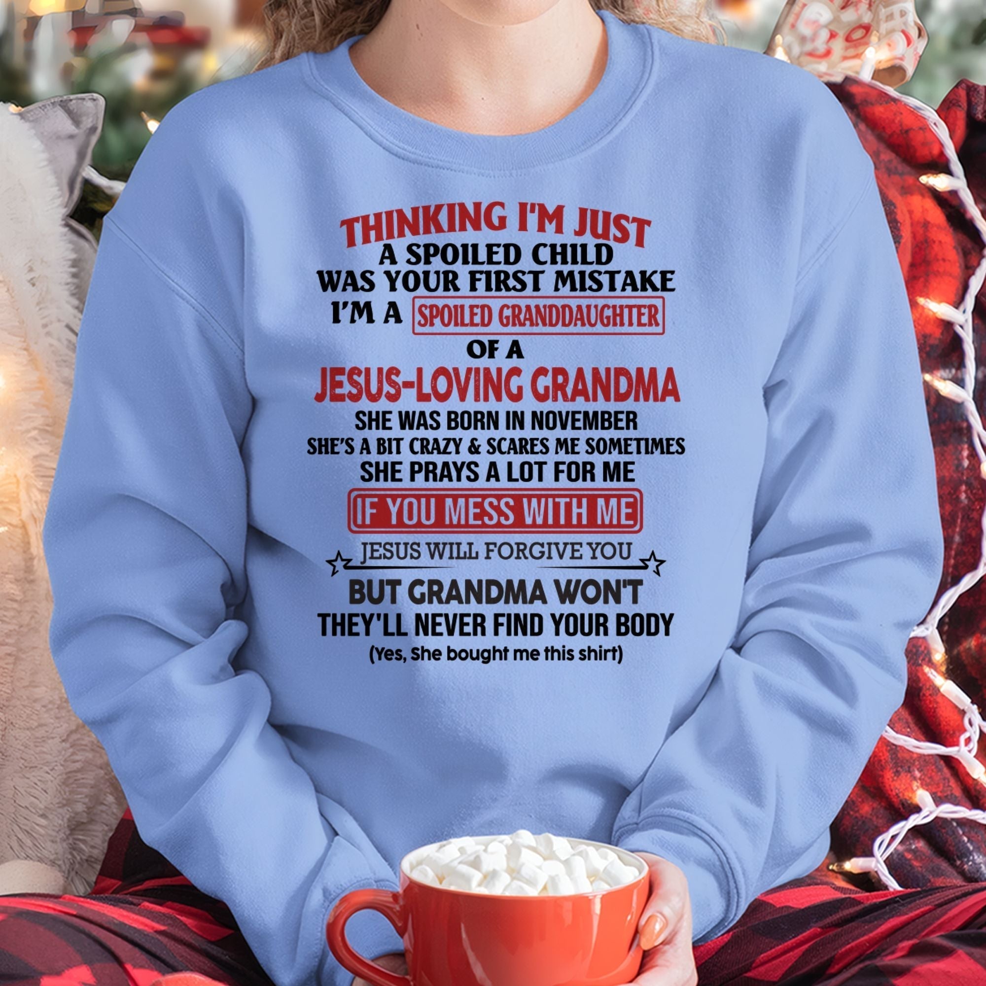 Christian Girl Shirt – Spoiled by Grandma November Edition – From Grandma to Granddaughter NGHL11 (SKU07-181-11)