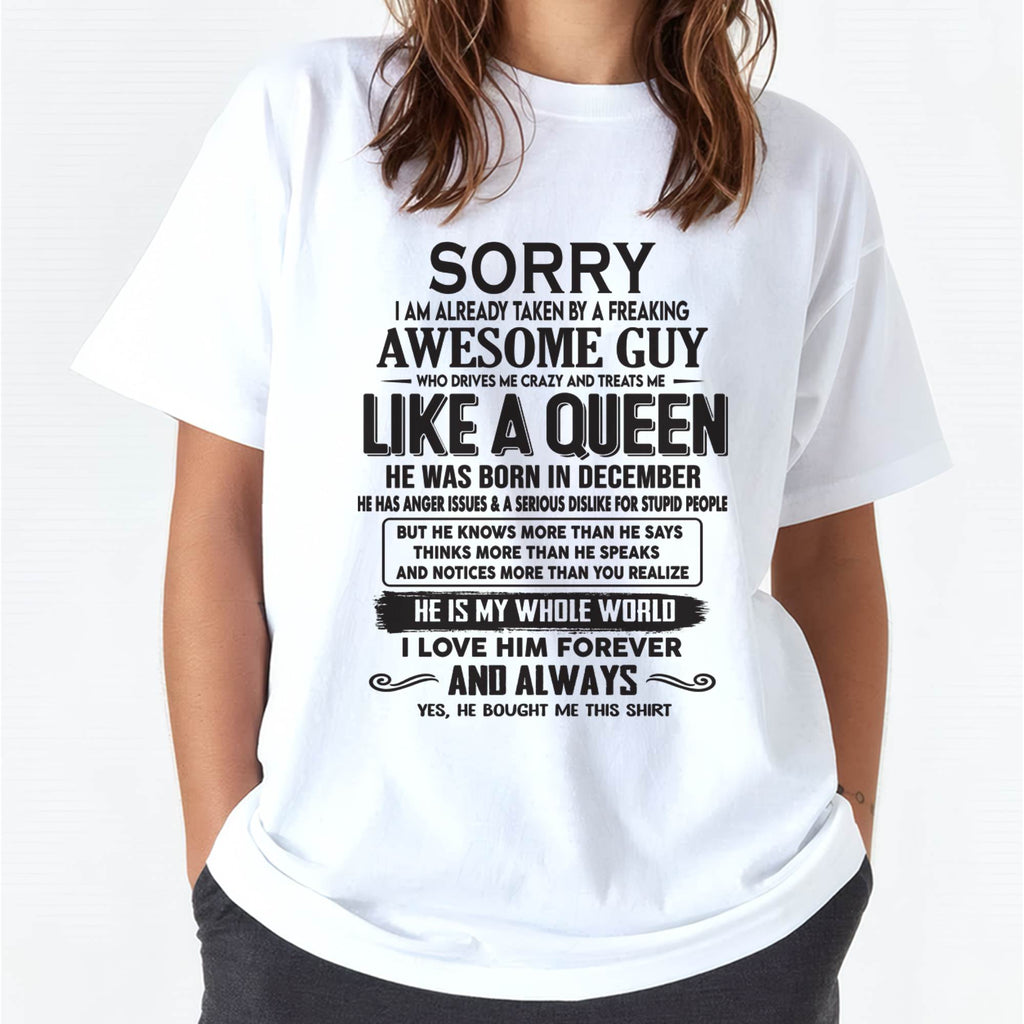 December - Sorry I am already taken by a freaking awesome guy - Gift for Wife From Husband - NGHL12 (SKU08-25-12)