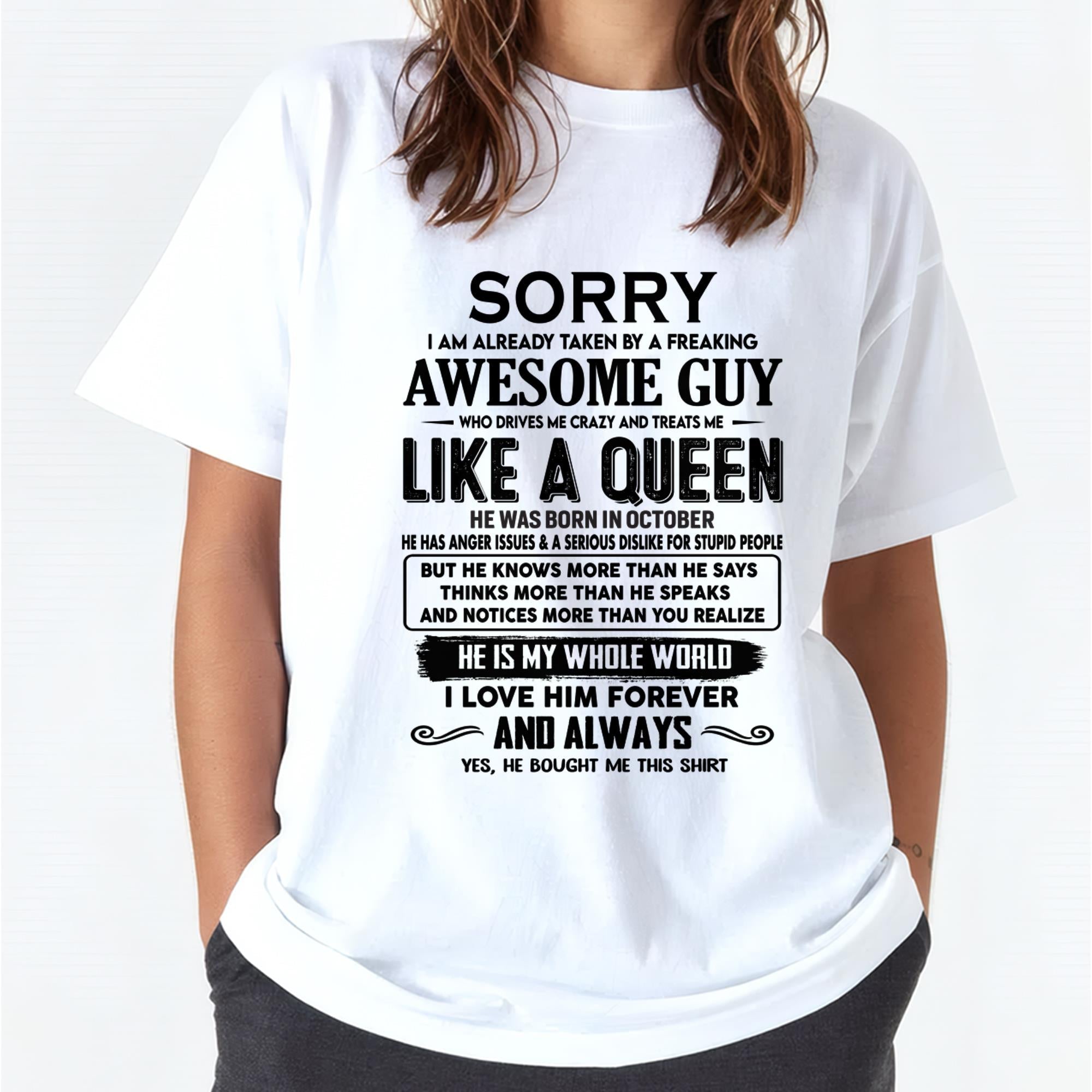 October - Sorry I am already taken by a freaking awesome guy - Gift for Wife From Husband - NGHL10 (SKU-SRG-10)