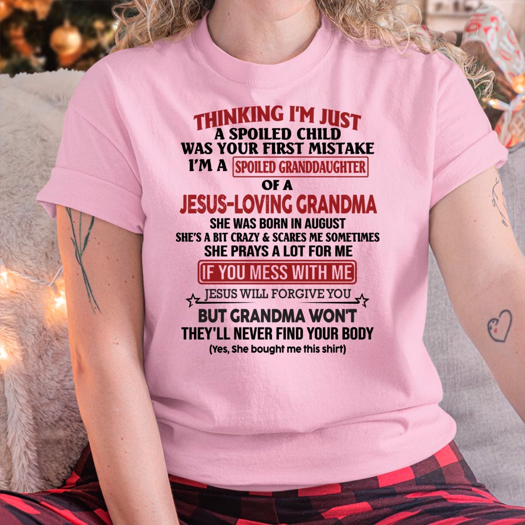 Christian Girl Shirt – Spoiled by Grandma August Edition – From Grandma to Granddaughter NGHL08 (SKU07-181-08)