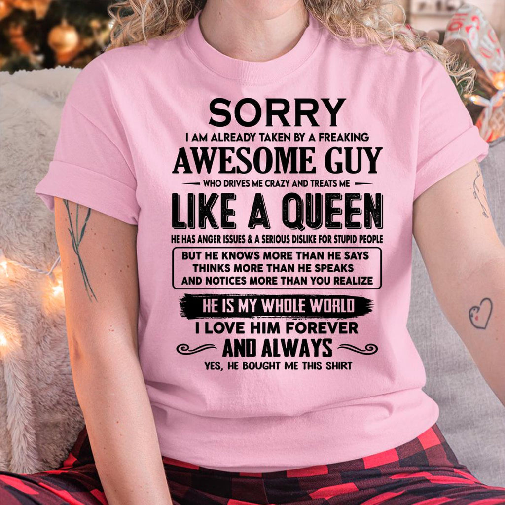 Sorry I am already taken by a freaking awesome guy - Gift for Wife From Husband - NGHL00 (SKU-SRG-00)